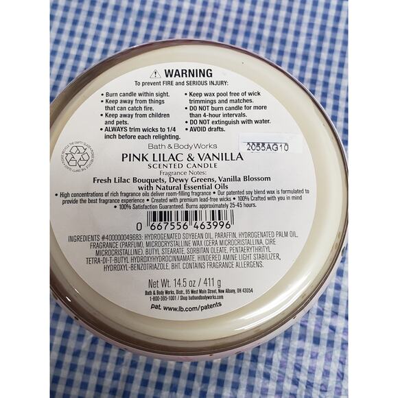 BBW Pink Lilac & Vanilla Floral Design Jar Large 3 Wick Candle Home Fragrance - Picture 2 of 2